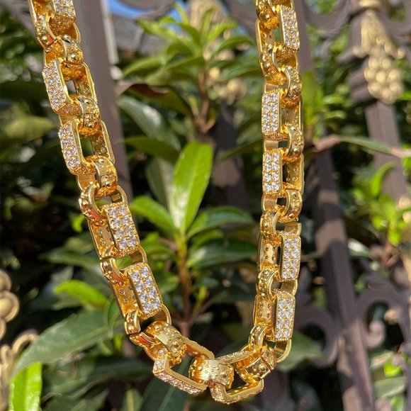 14mm Box Link Men's Necklace  Cuban Chain Choker - Picture 5 of 9